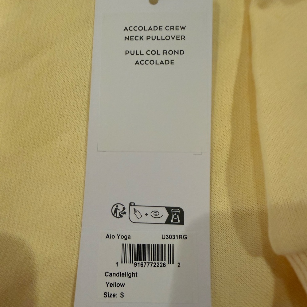 NWT Alo accolade sweatshirt crewneck candlelight yellow - Picture 3 of 4
